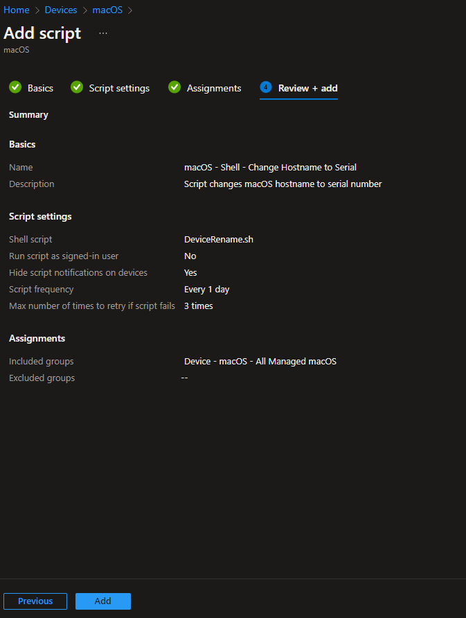 Script notification and frequency settings
